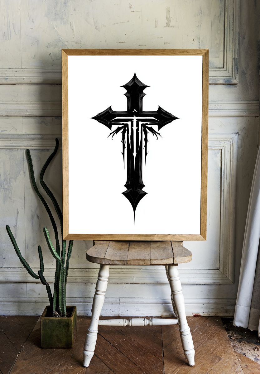 Gothic Cross Symbol Print. — room view 1