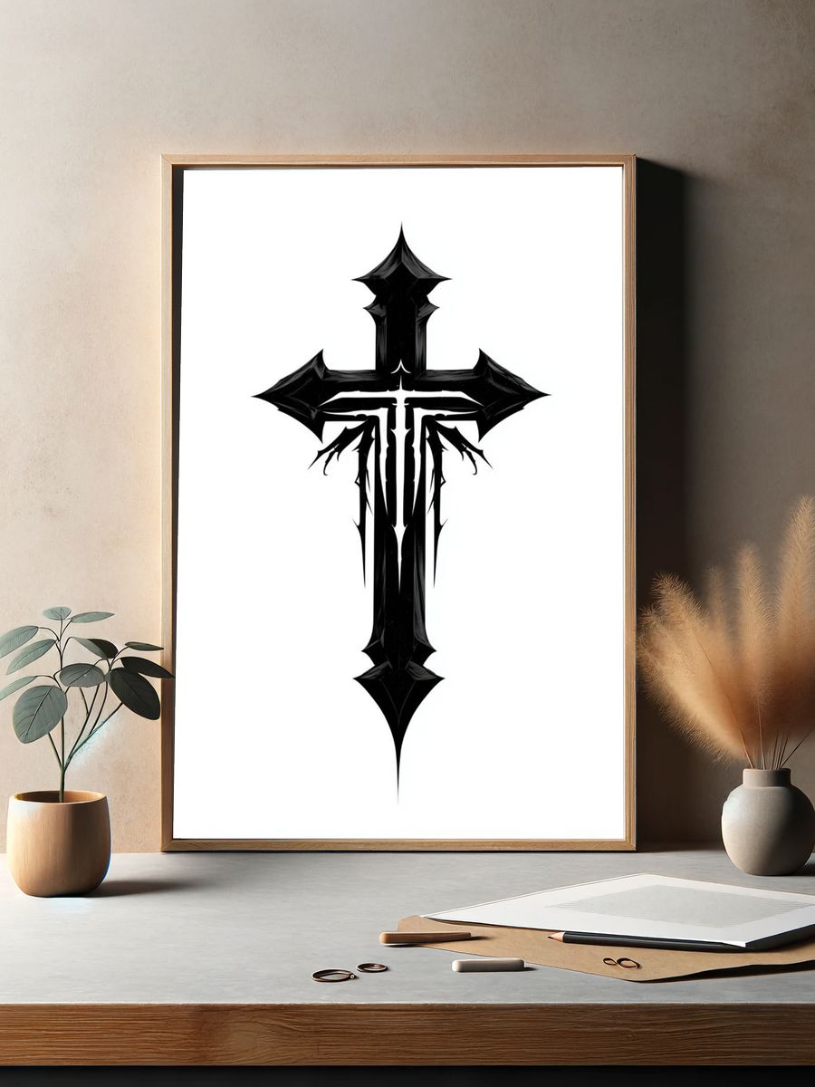 Gothic Cross Symbol Print. — room view 2