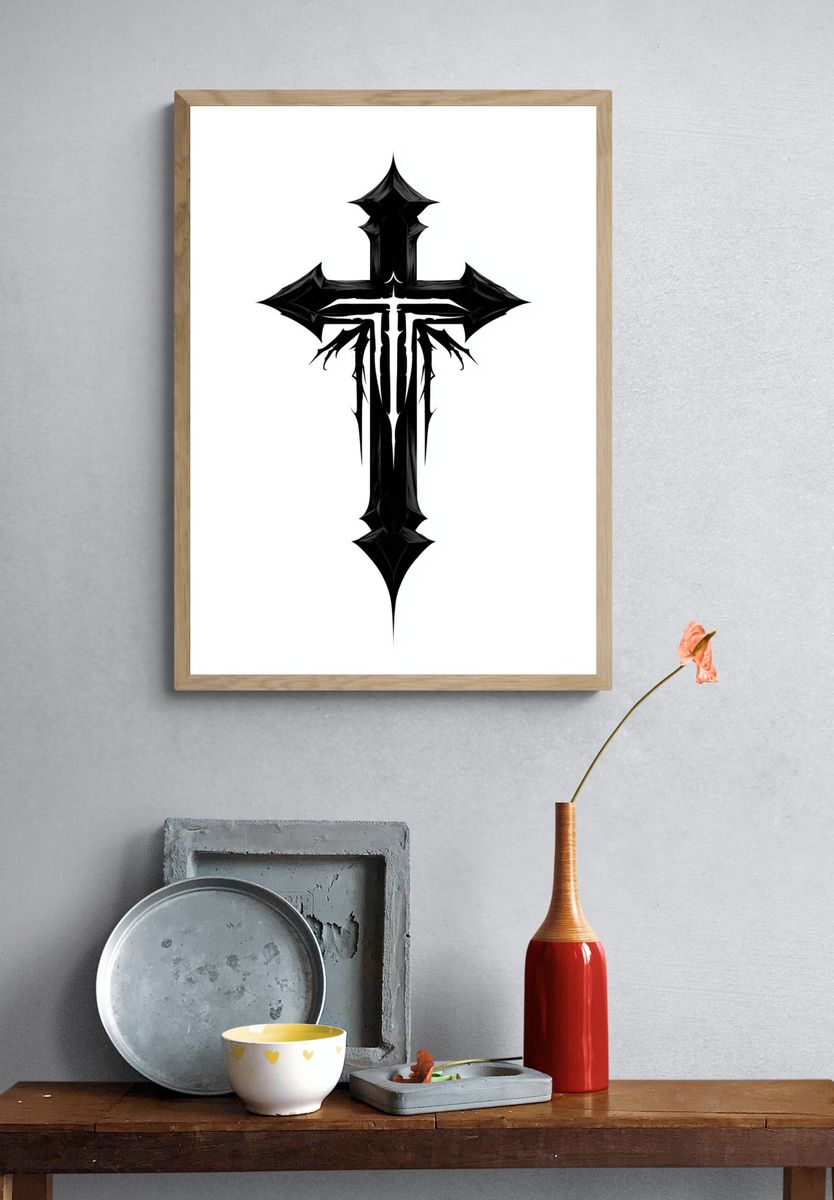Gothic Cross Symbol Print. — room view 3
