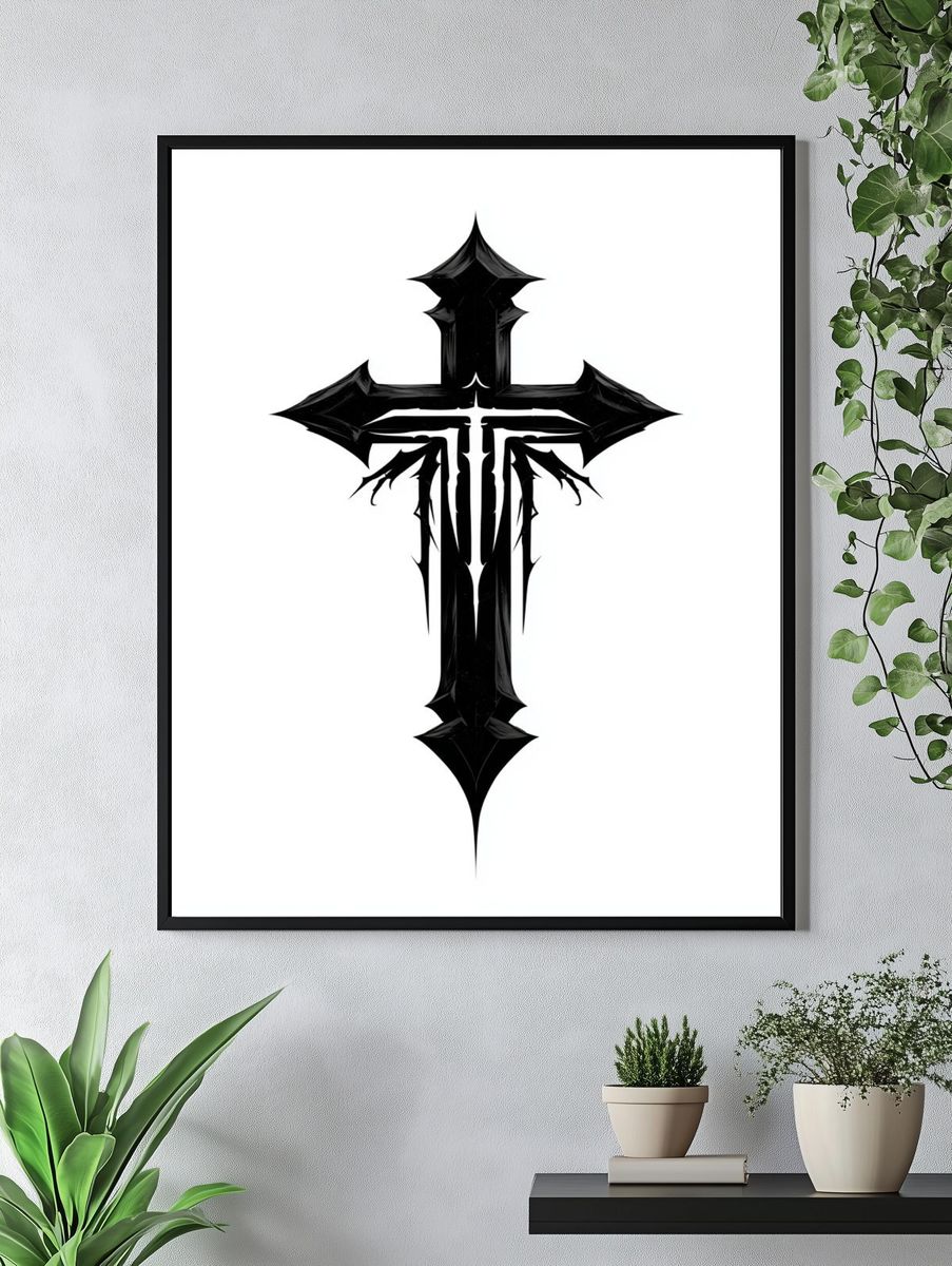 Gothic Cross Symbol Print. — room view 4