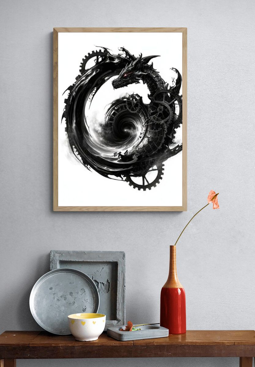 Mechanical Dragon Ink Print. — room view 3