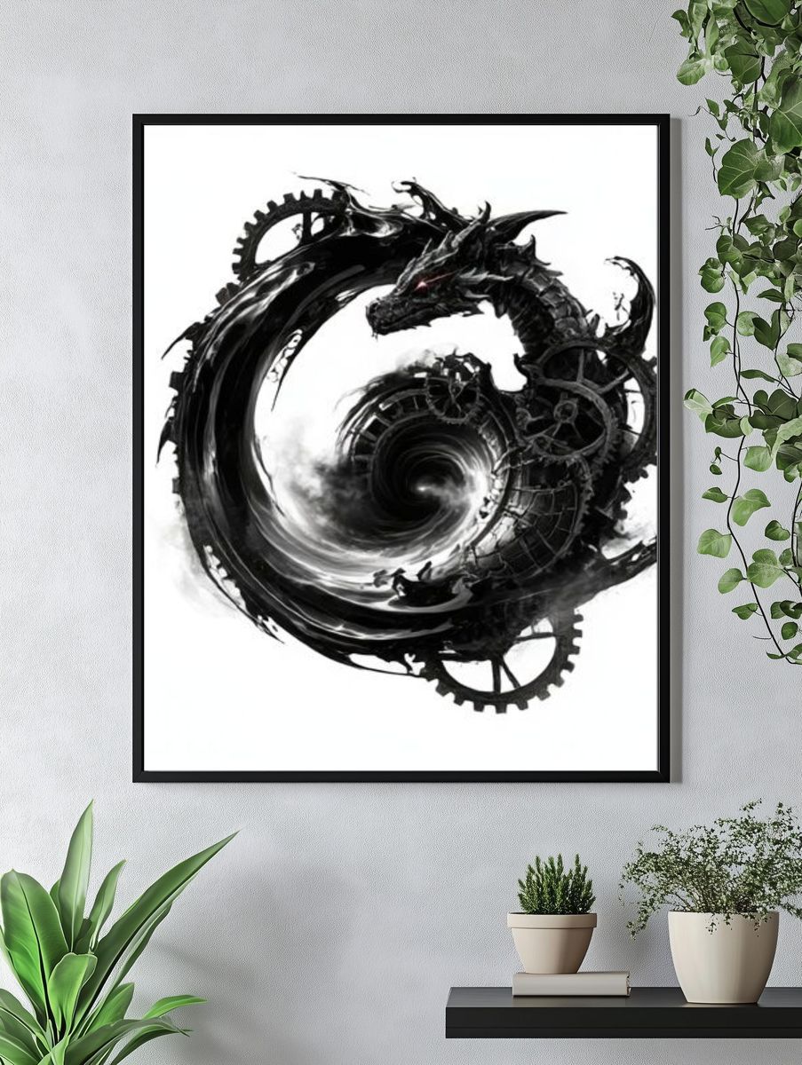 Mechanical Dragon Ink Print. — room view 4