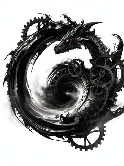 Mechanical Dragon Ink Print. poster