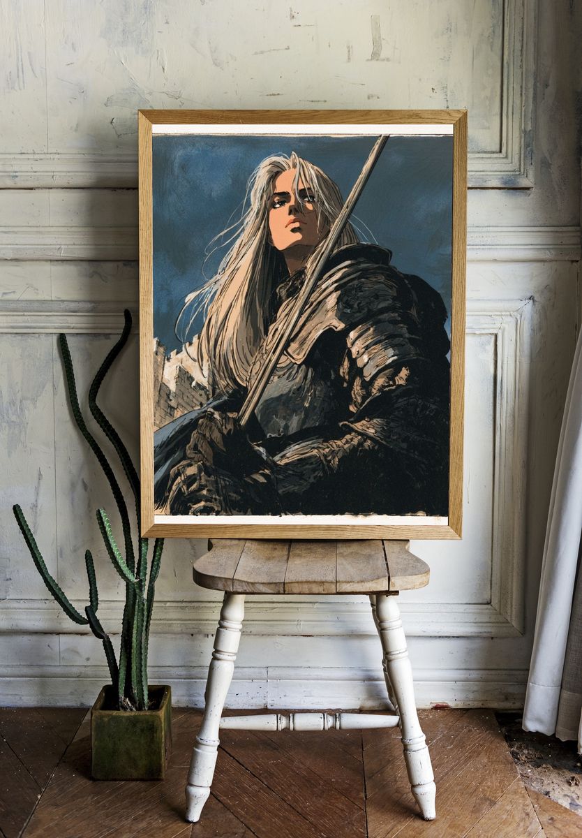 Armored Warrior Illustration Poster. — room view 1