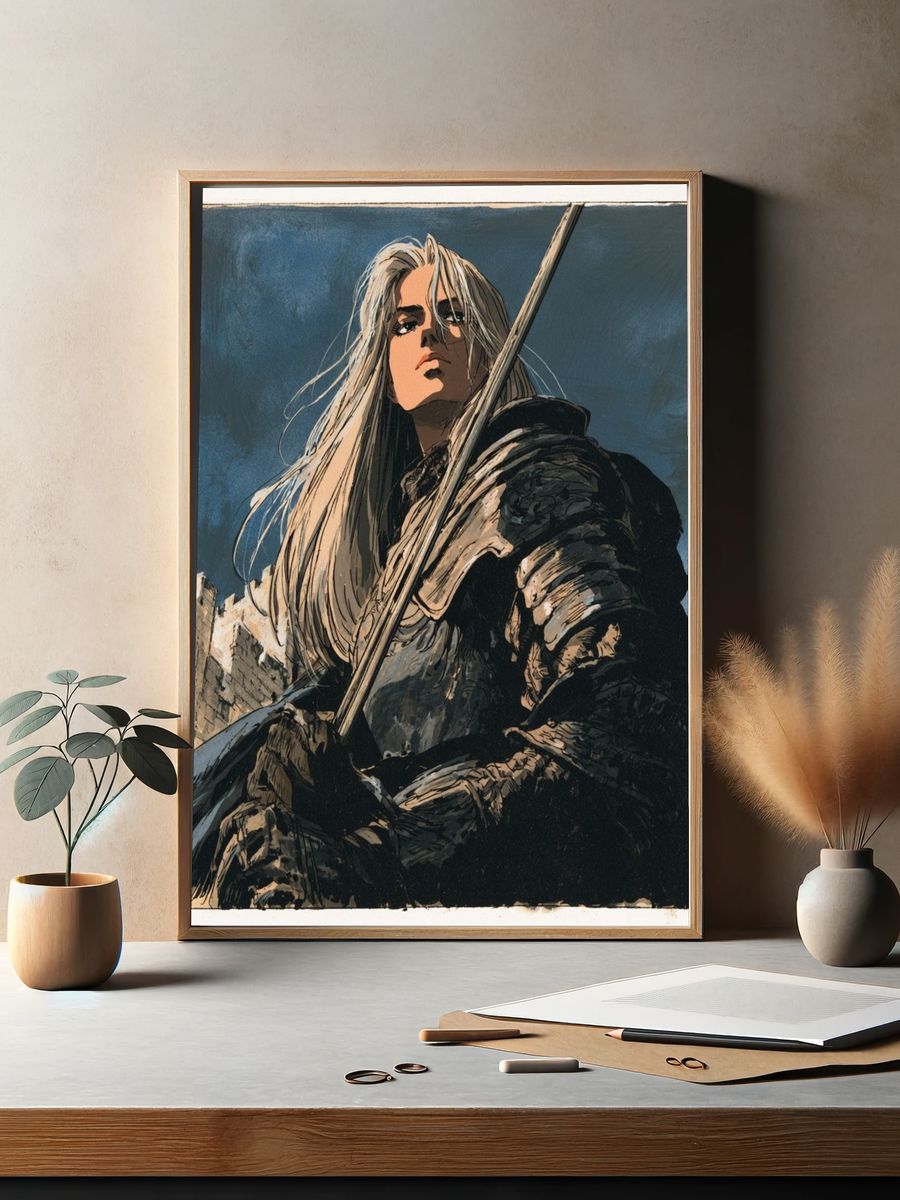 Armored Warrior Illustration Poster. — room view 2
