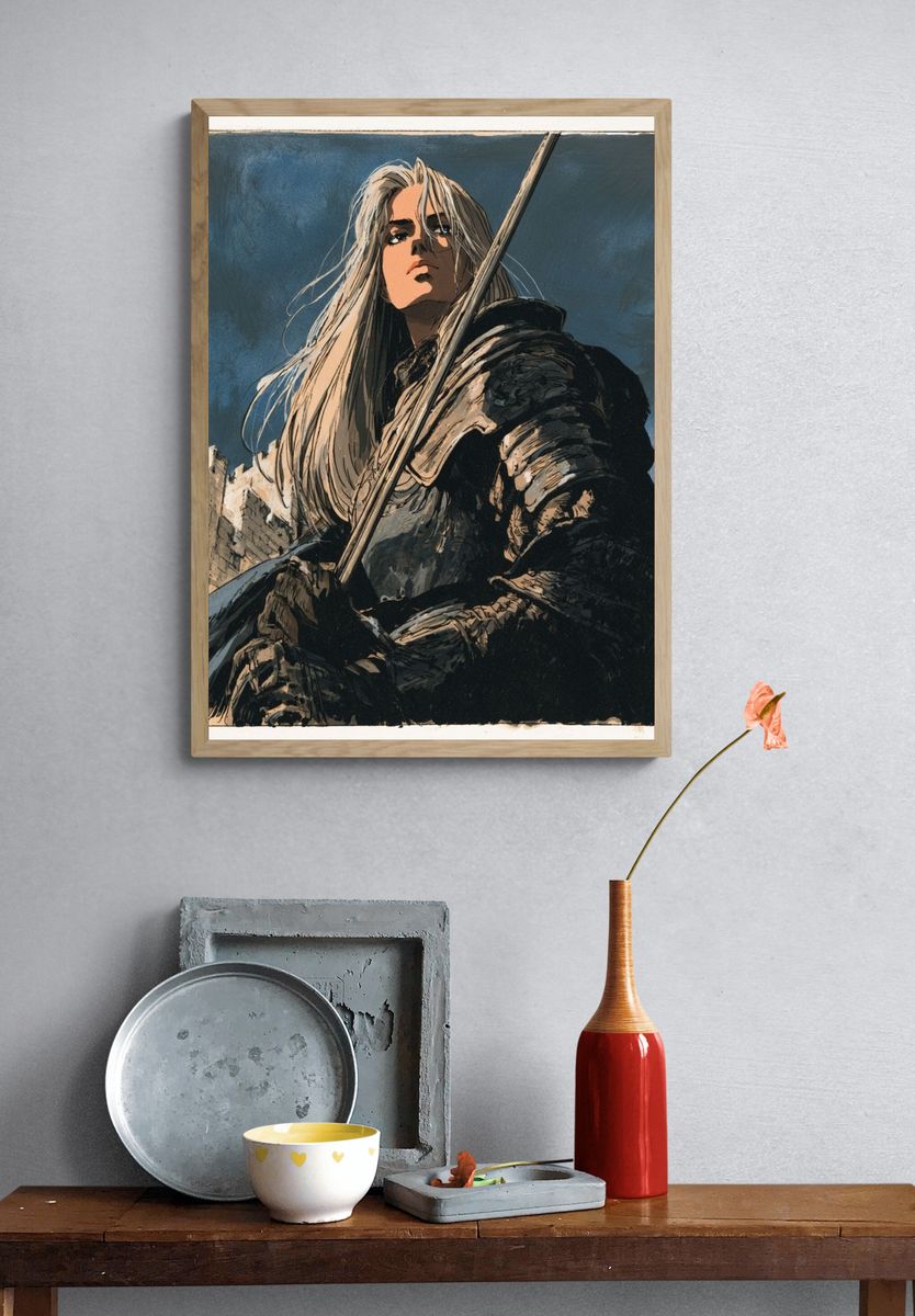 Armored Warrior Illustration Poster. — room view 3