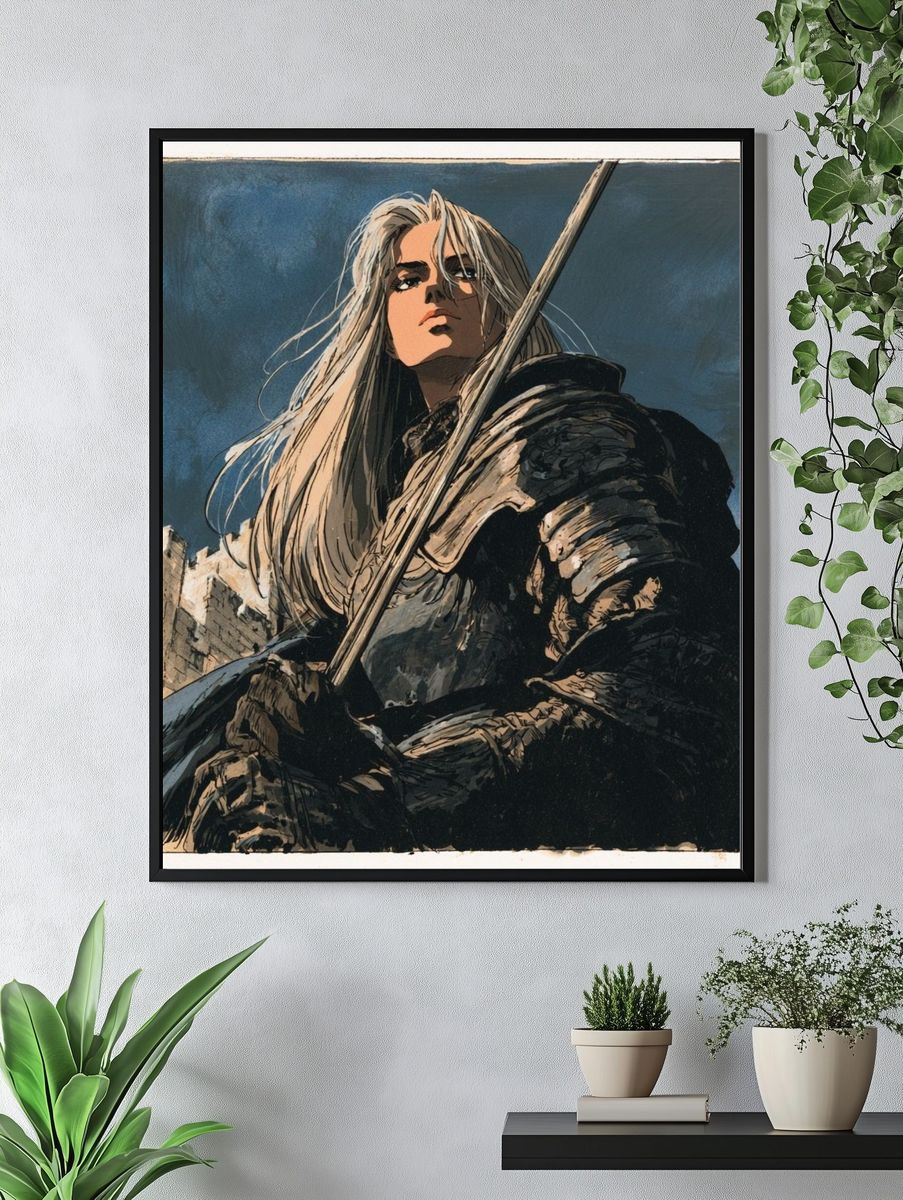 Armored Warrior Illustration Poster. — room view 4