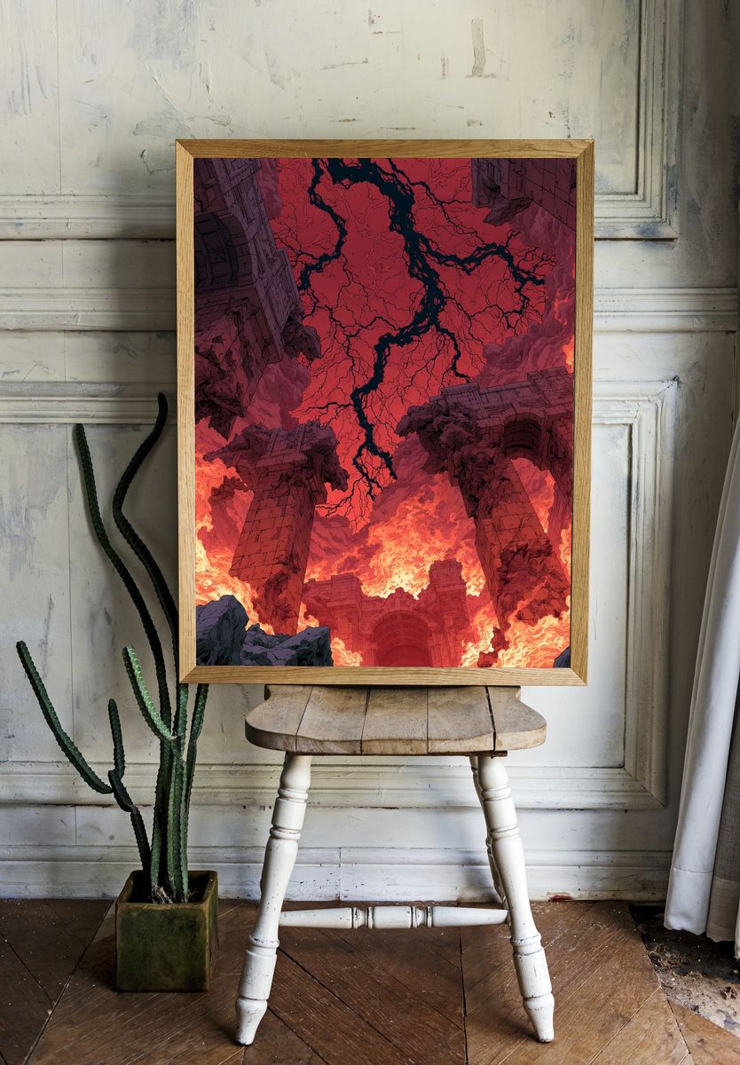 Infernal Ruins Fantasy Illustration Poster. — room view 1