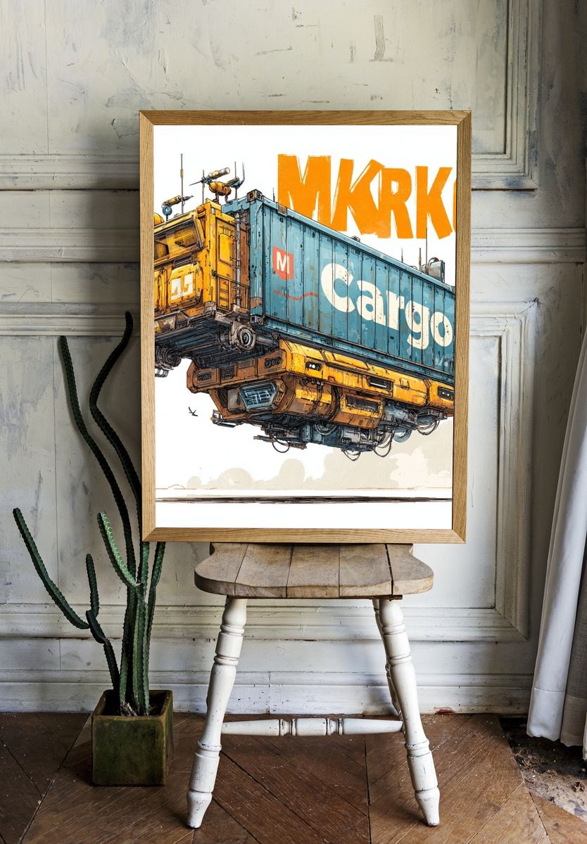 Cargo Airship Illustration Poster. room preview