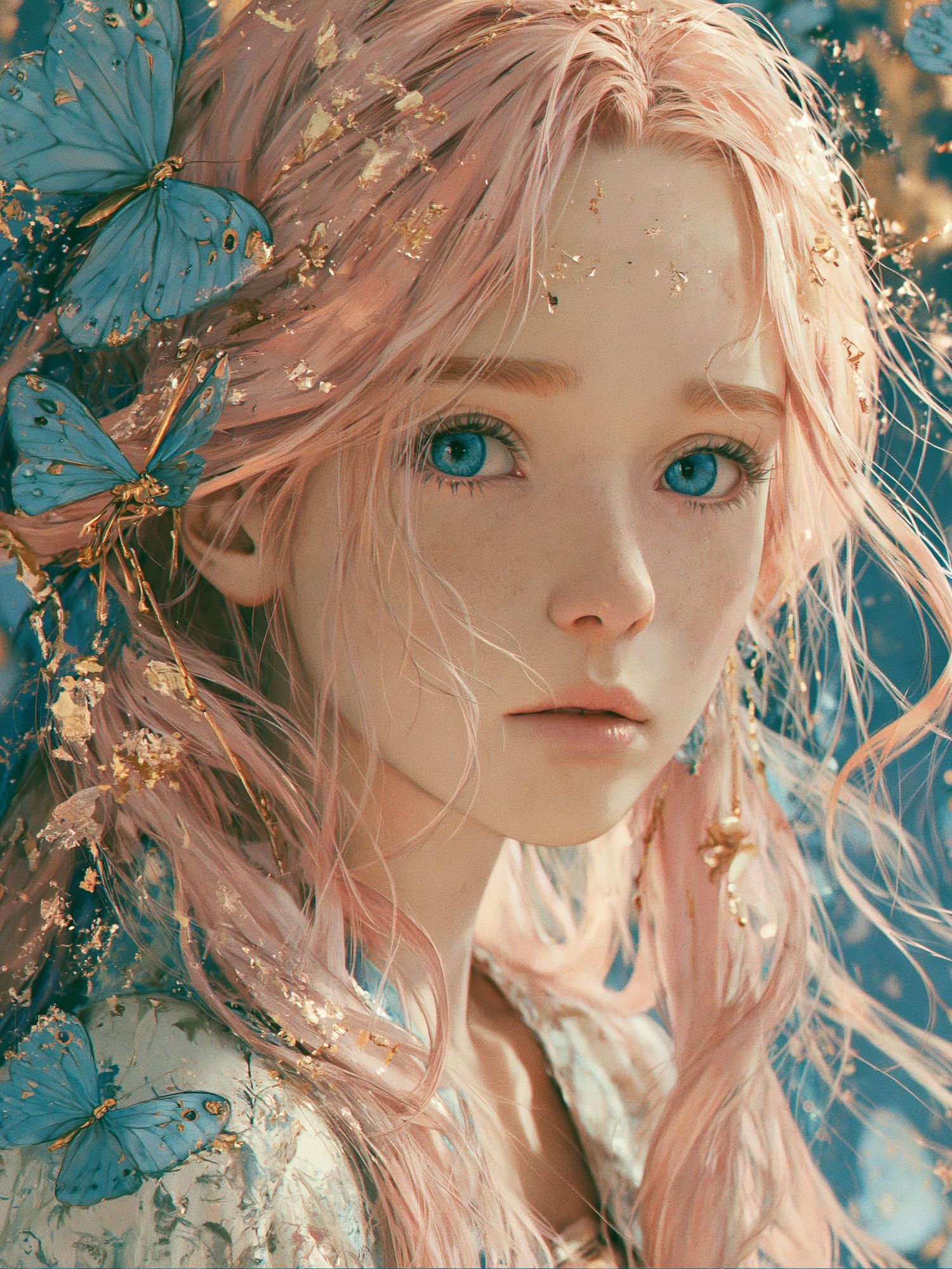 Butterfly Girl Portrait Print. poster detail