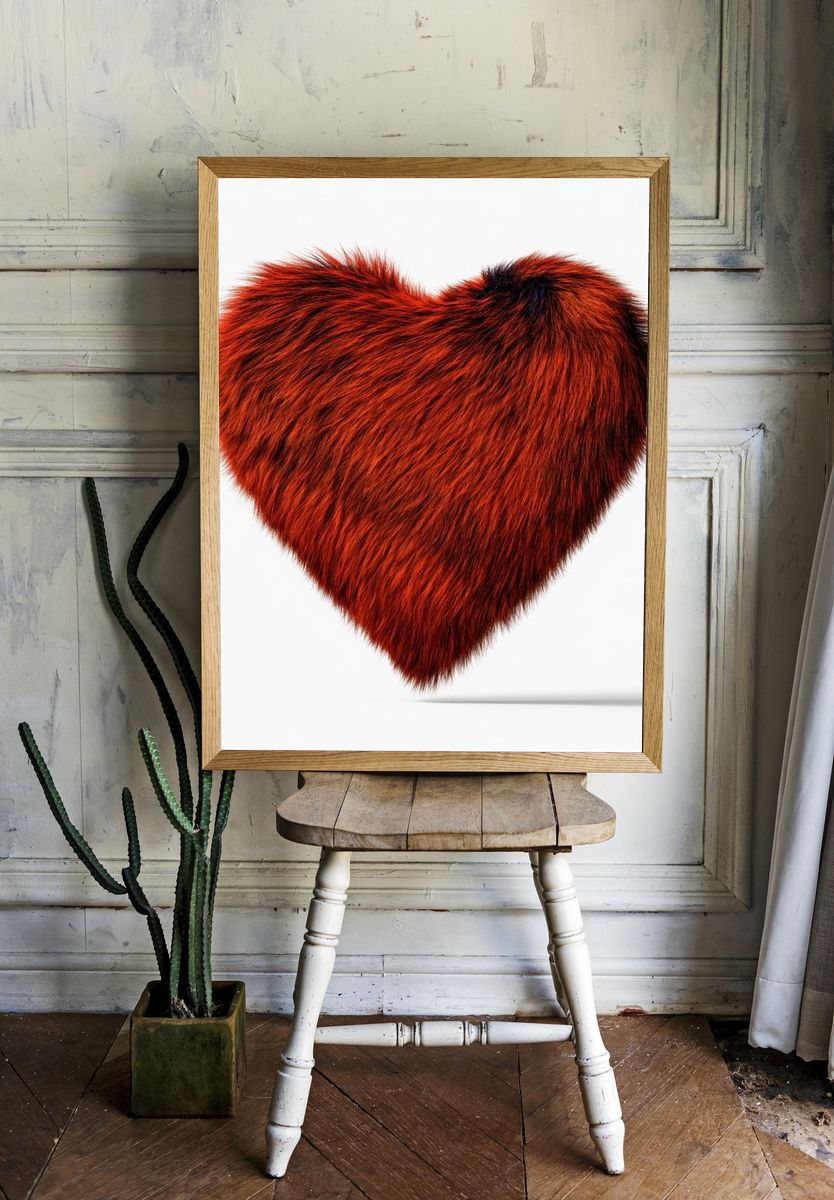Furry Heart Illustration Poster. — room view 1