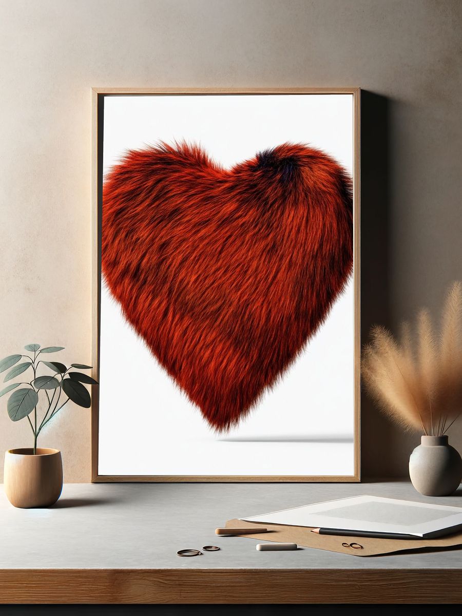 Furry Heart Illustration Poster. — room view 2