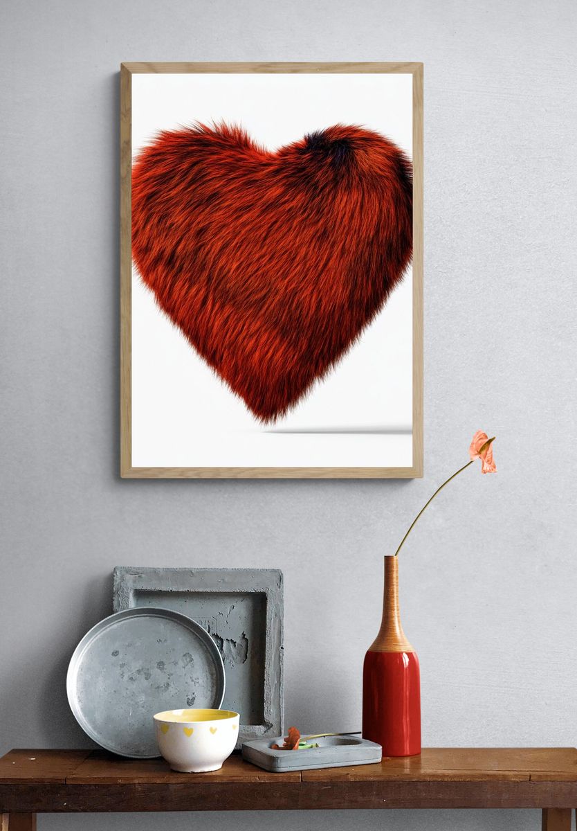 Furry Heart Illustration Poster. — room view 3
