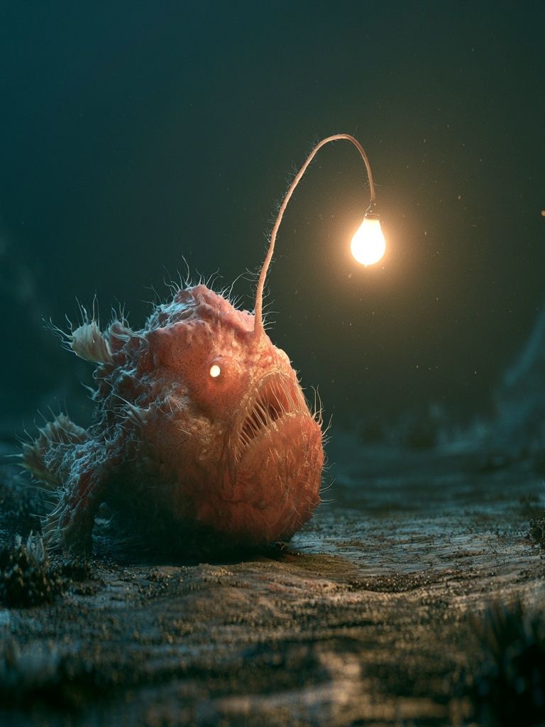 Anglerfish Underwater Illustration Poster. poster detail