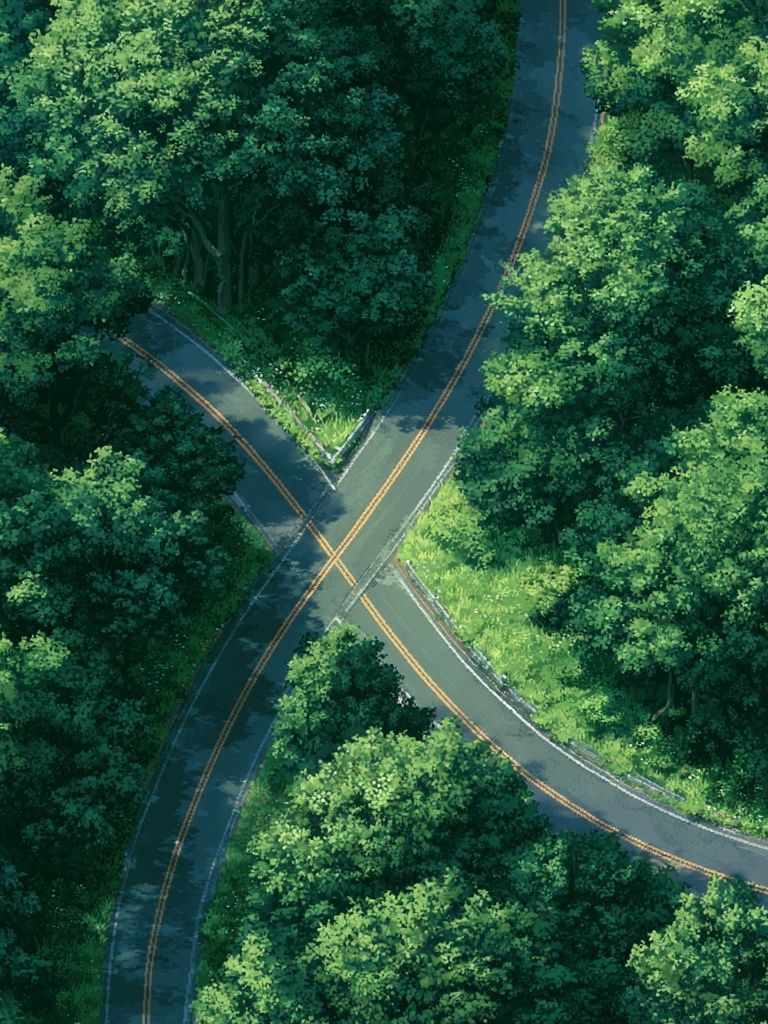 Forest Road Crossing Illustration Poster. poster detail