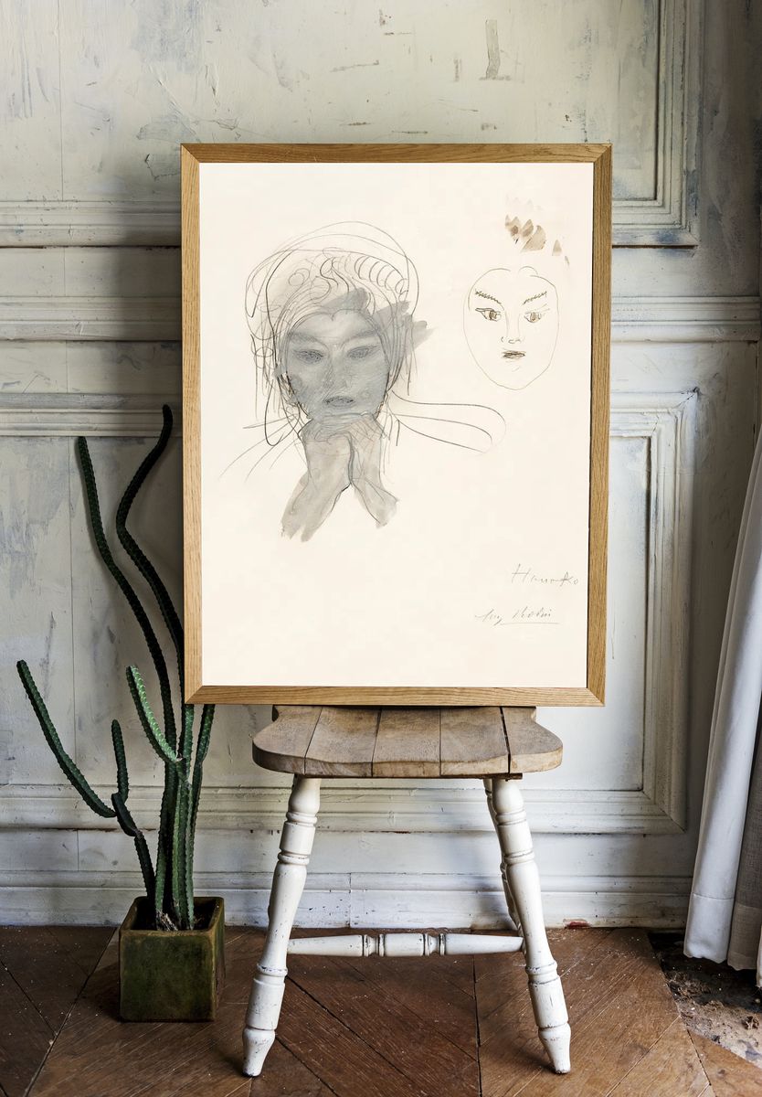 Sketch Portrait Minimalist Print. room preview
