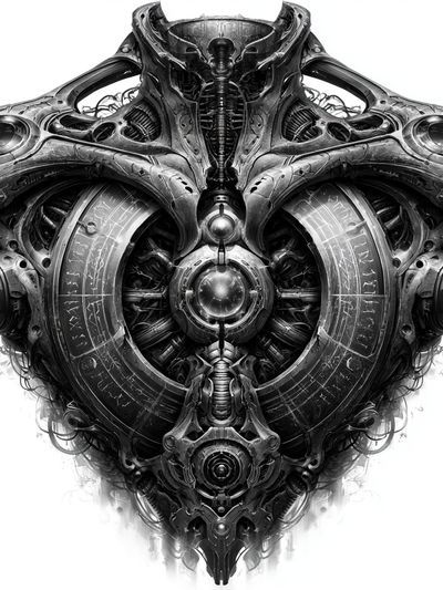 Mechanical Skull Abstract Print. poster