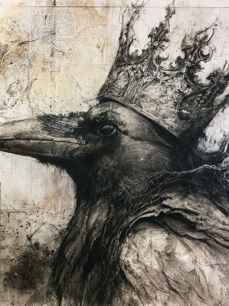 Crowned Raven Ink Poster. poster detail