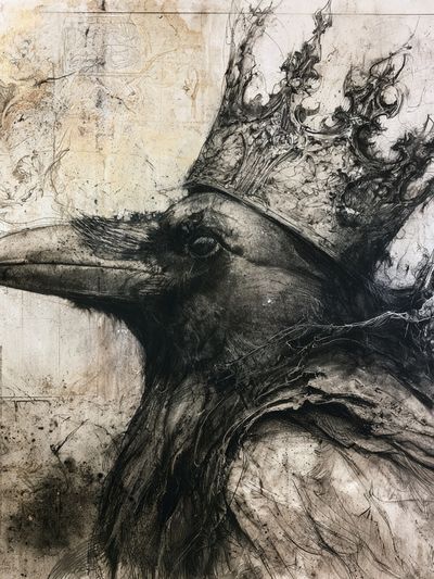 Crowned Raven Ink Poster. poster