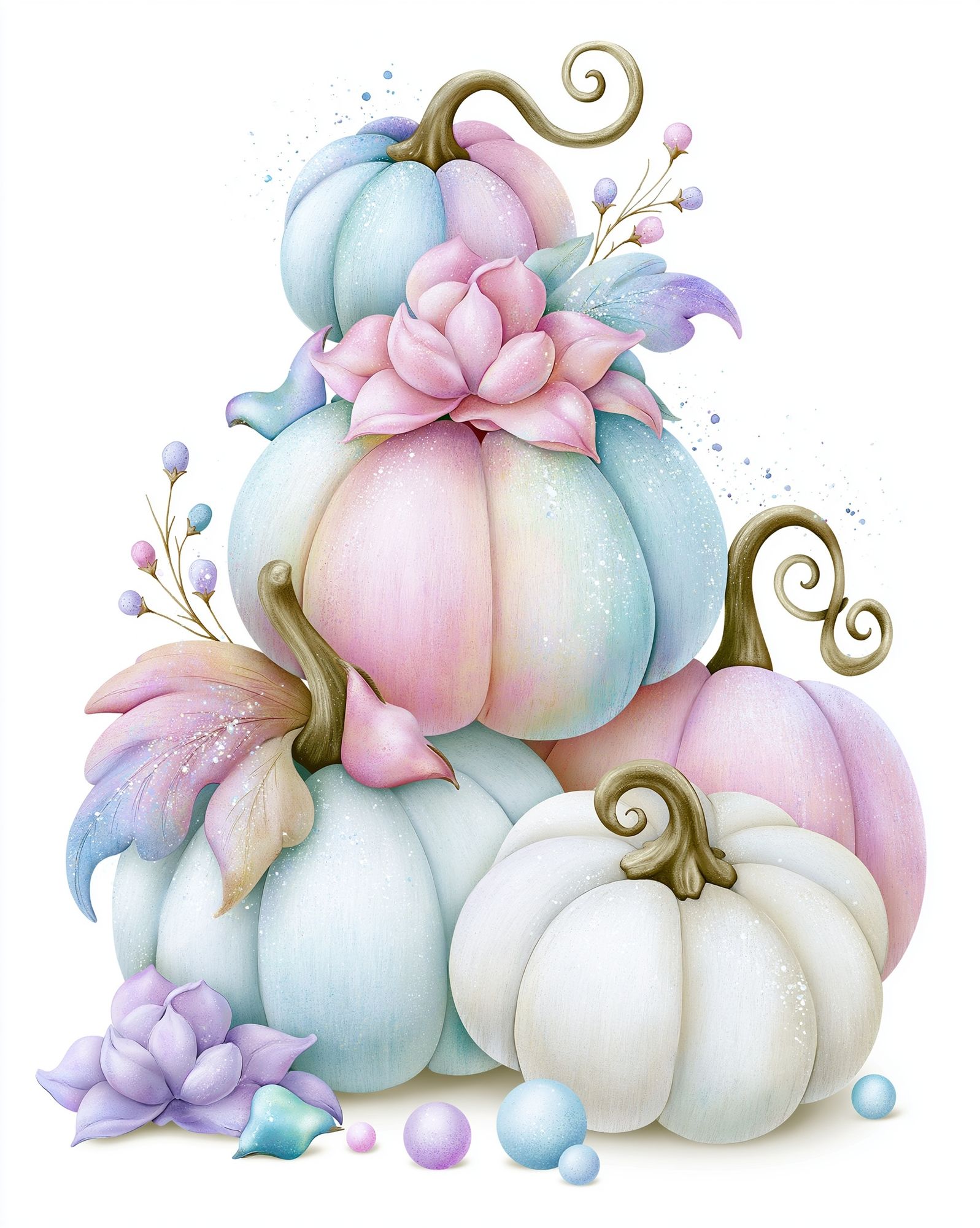 Pastel Pumpkin Bouquet Poster. poster — illustration art