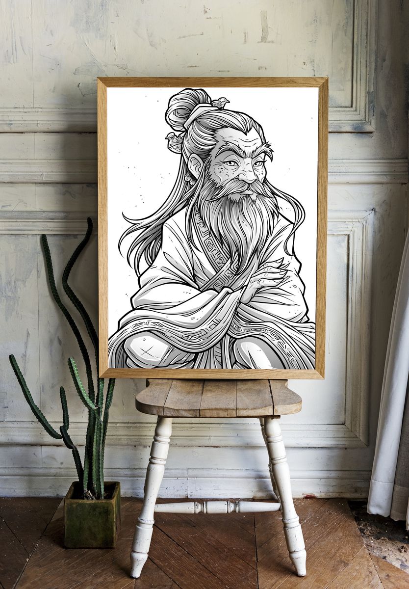 Samurai Elder Ink Poster. room preview