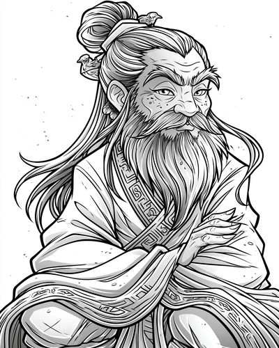 Samurai Elder Ink Poster.