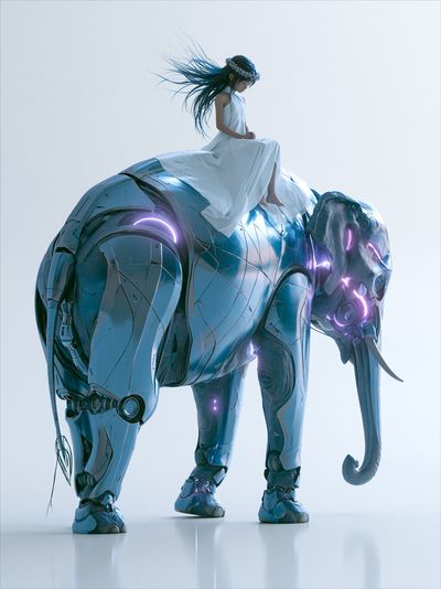 Cyber Elephant Dreamscape Print. poster print