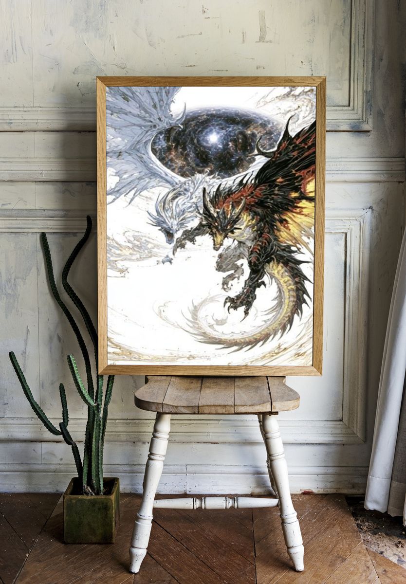 Dragon Eclipse Illustration Poster. — room view 1