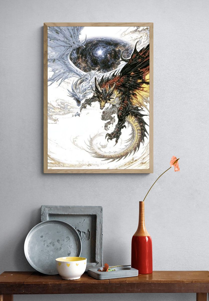 Dragon Eclipse Illustration Poster. — room view 3