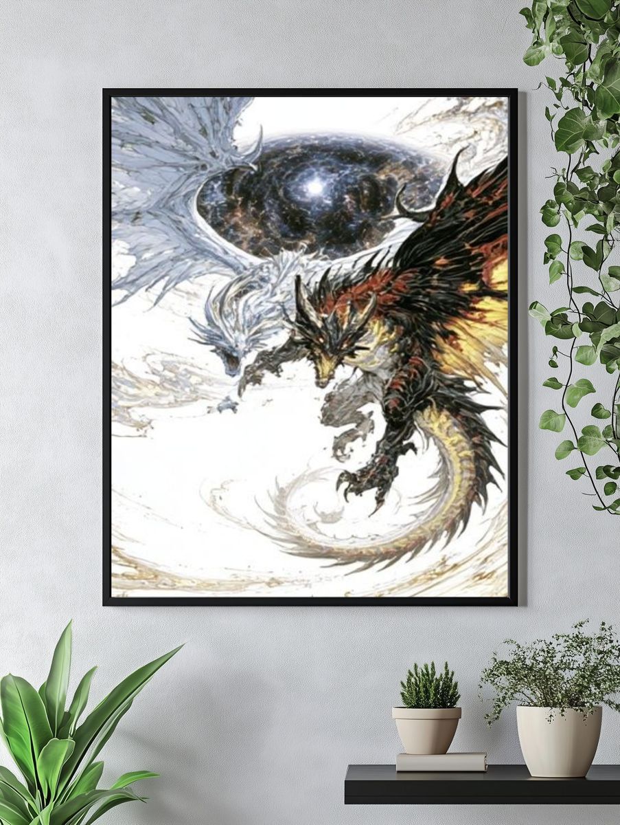 Dragon Eclipse Illustration Poster. — room view 4