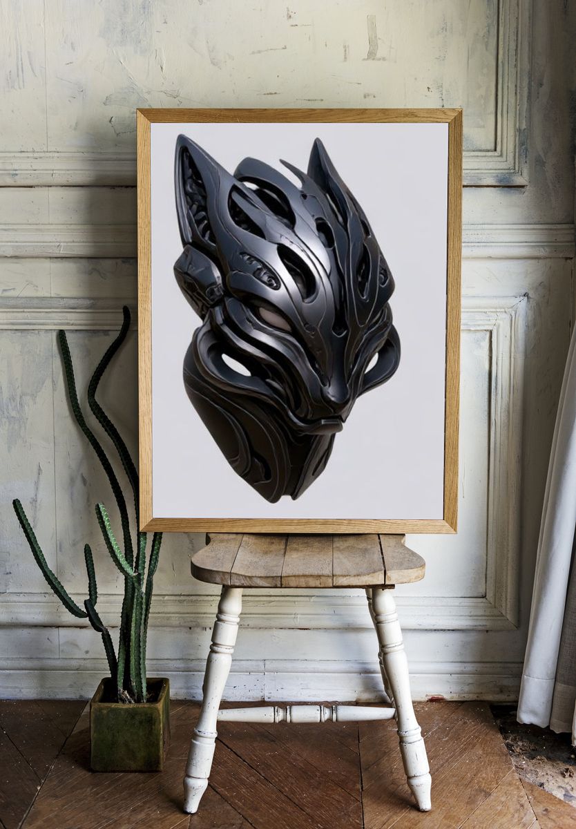 Black Panther Helmet Illustration Poster. — room view 1