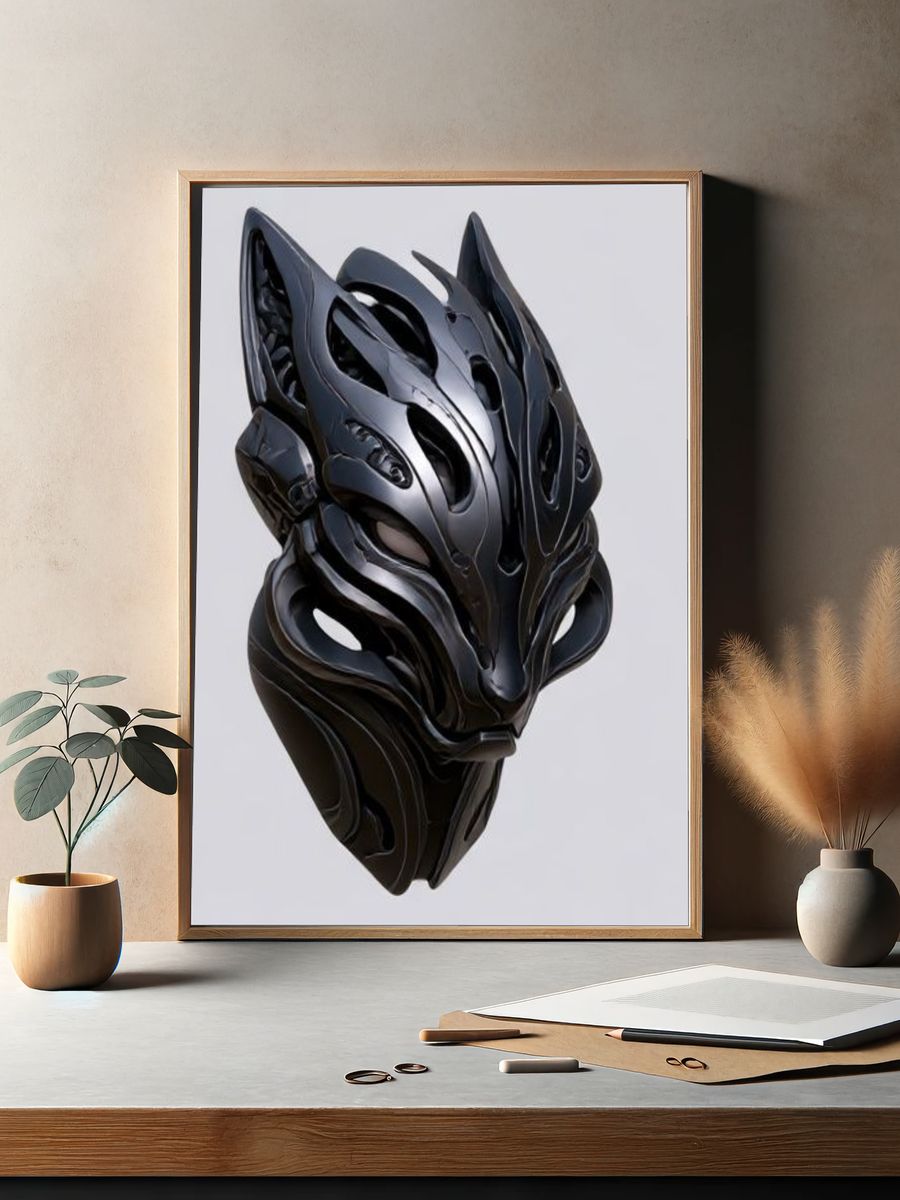 Black Panther Helmet Illustration Poster. — room view 2