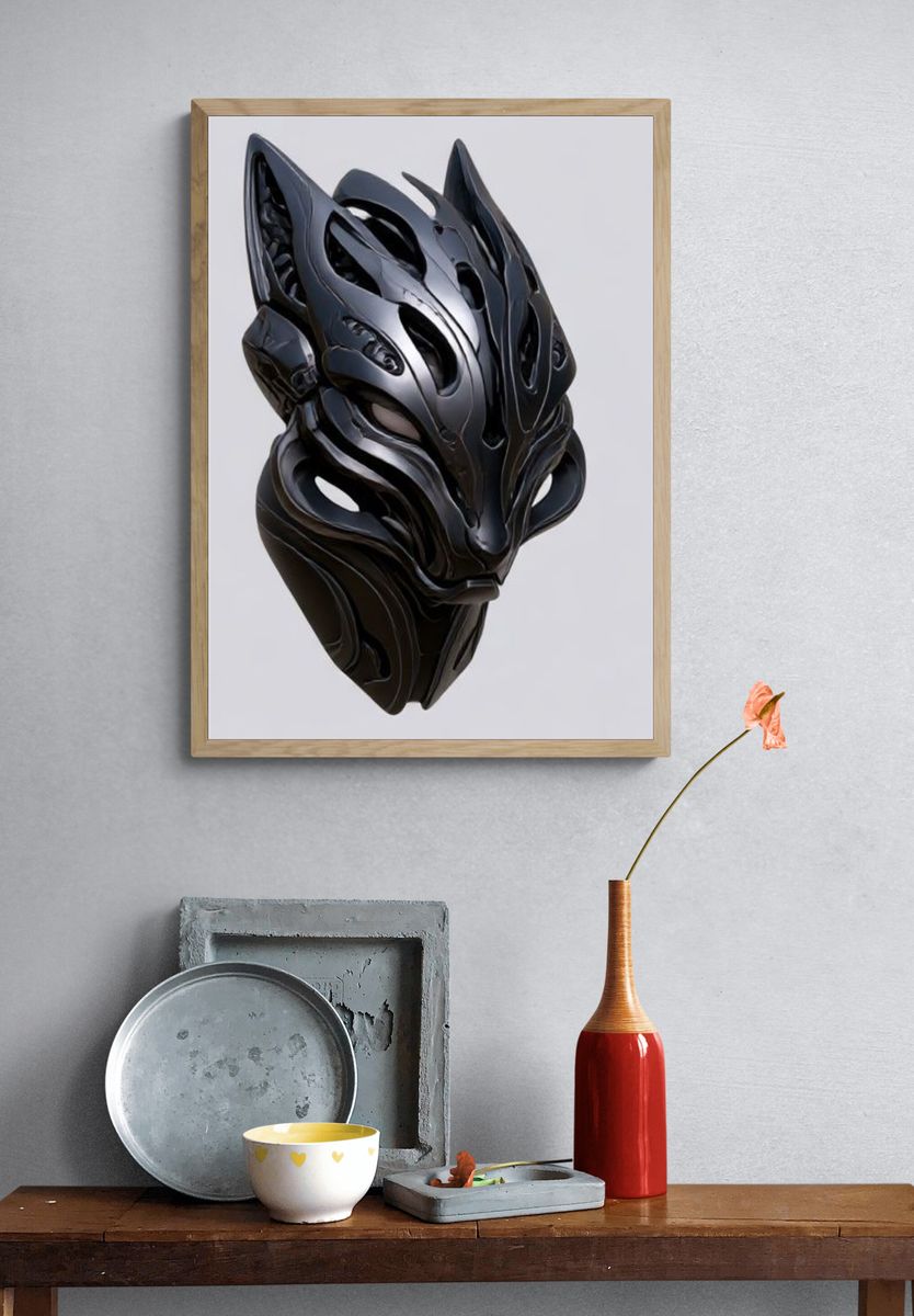 Black Panther Helmet Illustration Poster. — room view 3