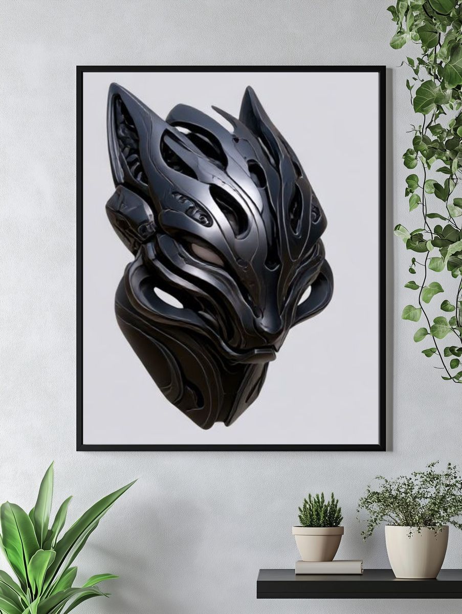 Black Panther Helmet Illustration Poster. — room view 4