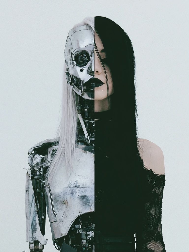 Cybernetic Woman Portrait Print. poster — illustration art