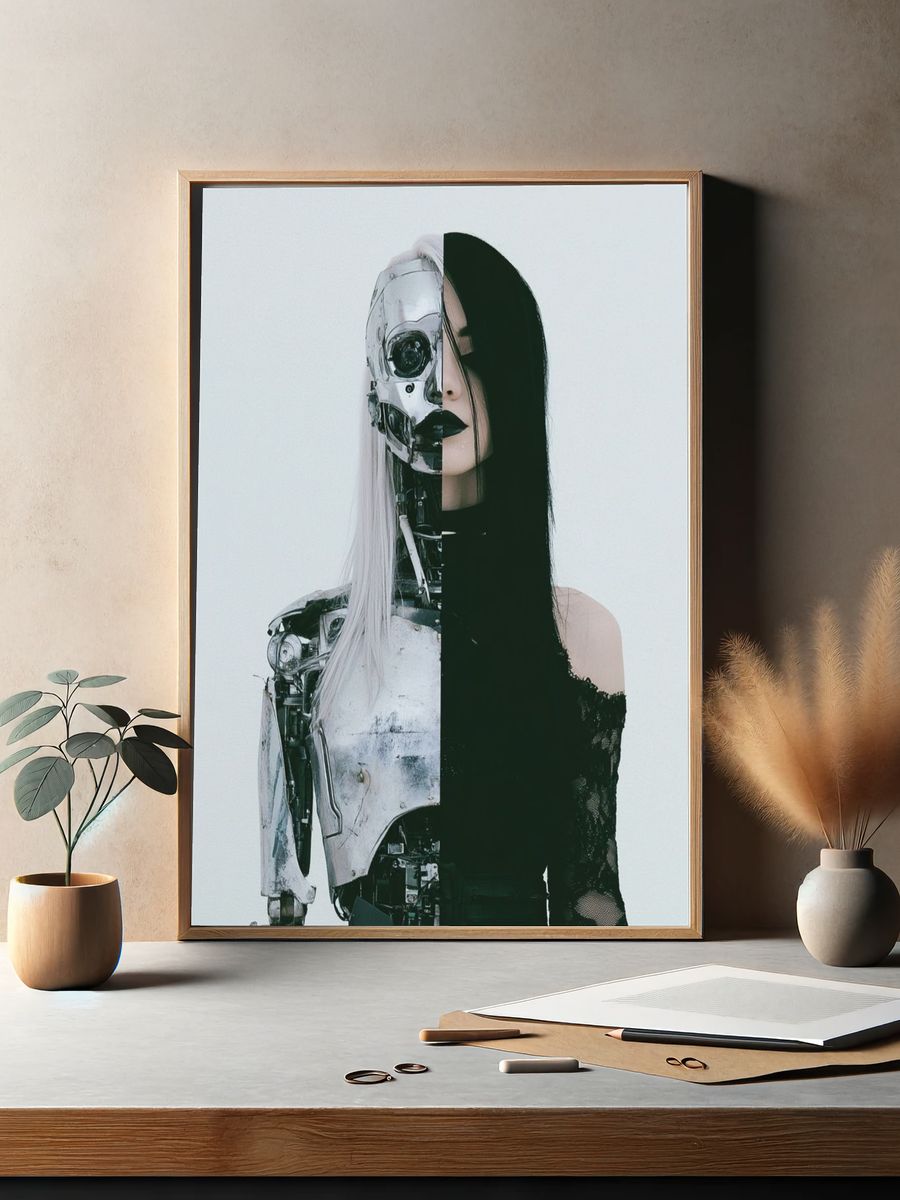Cybernetic Woman Portrait Print. — room view 2