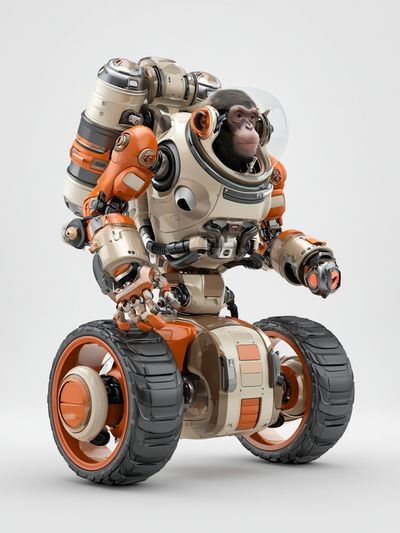 Astronaut Chimpanzee Illustration Poster. poster print