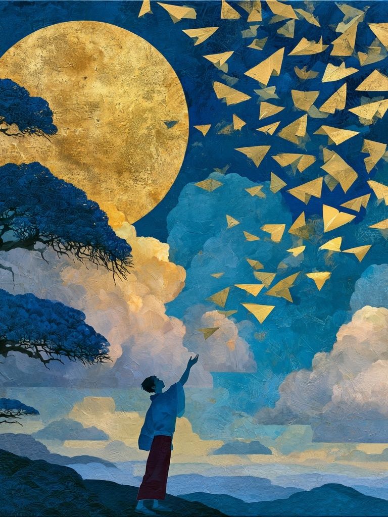 Moonlit Dreamscape Illustration Poster. poster — illustration art