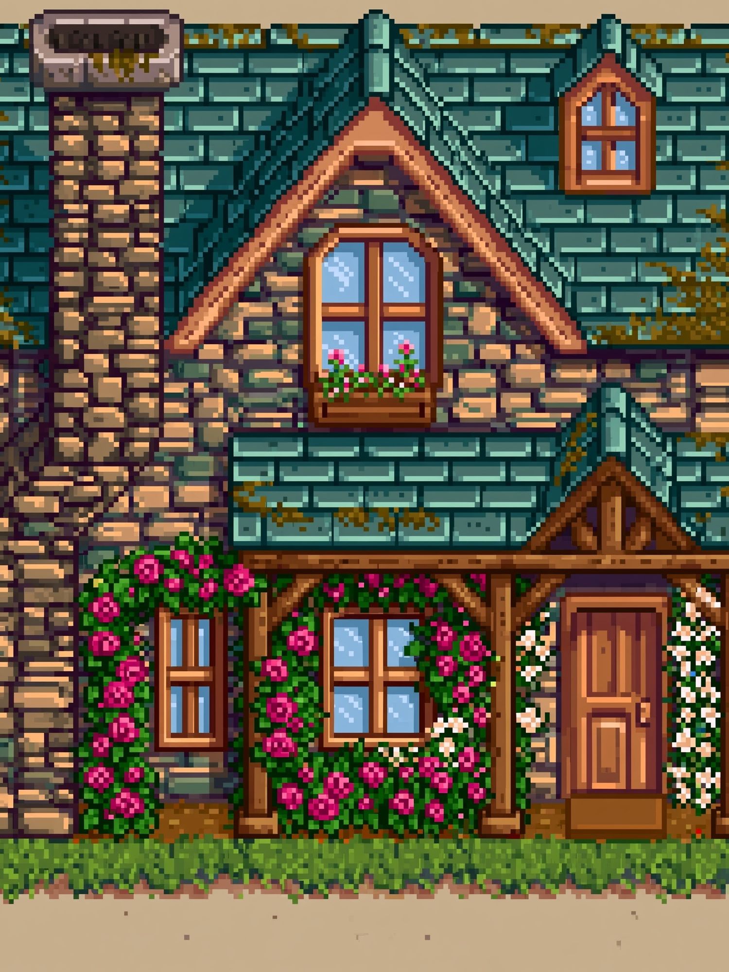 Cottage House Pixel Art Poster. poster detail