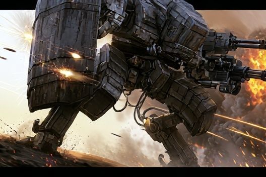 Mech Battle Action Poster. poster — illustration art