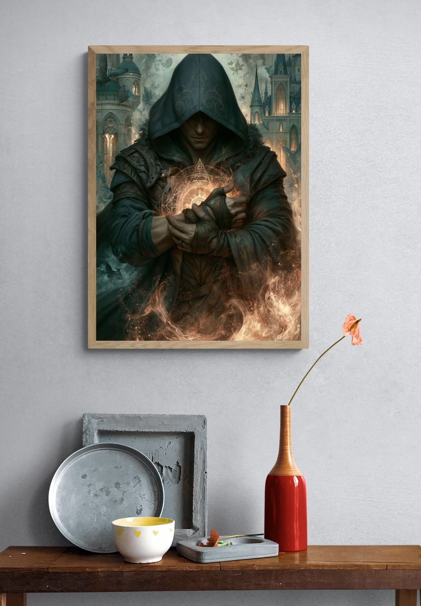 Hooded Mage Fantasy Poster. — room view 3