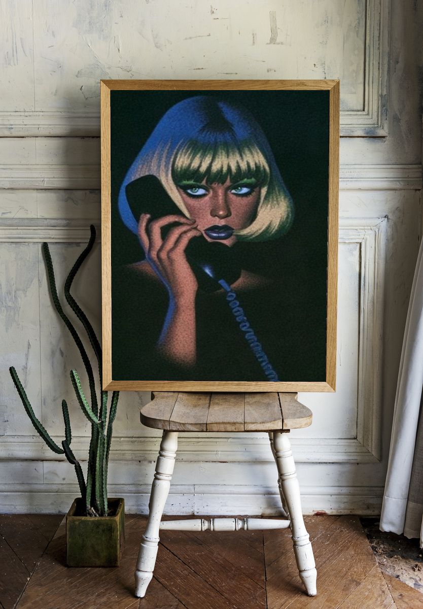 Neon Bob Portrait Print. room preview