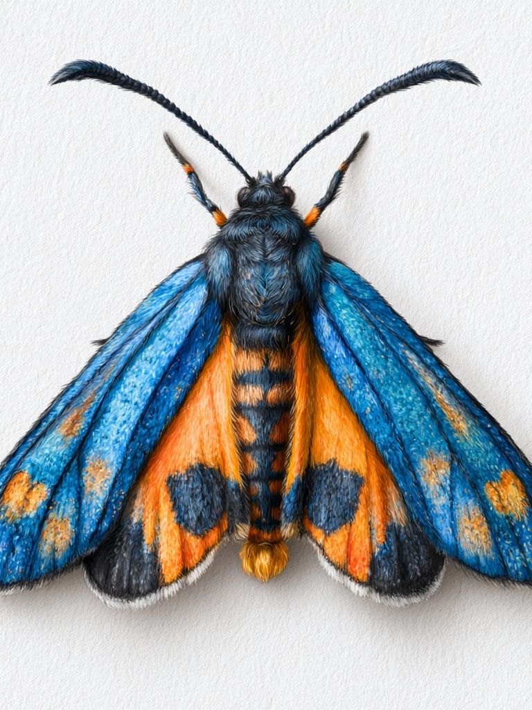 Blue Moth Illustration Poster. poster — illustration art