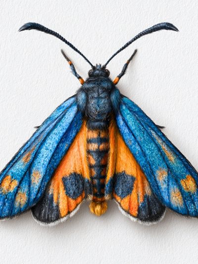Blue Moth Illustration Poster. poster print