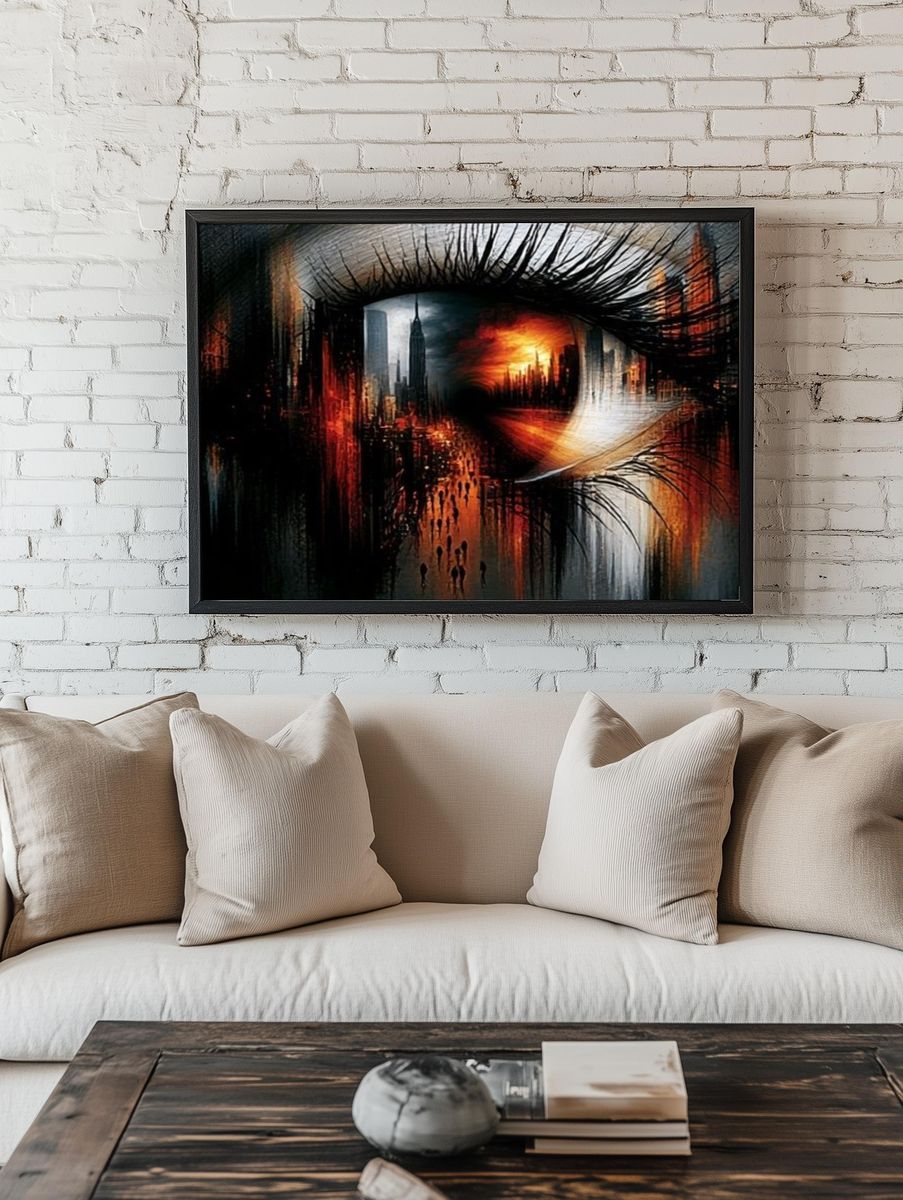 Surreal City Eye Illustration Poster. — room view 1