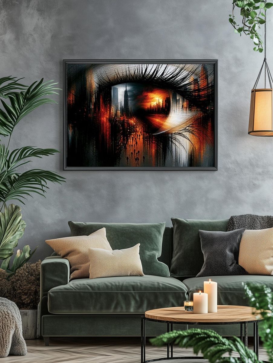 Surreal City Eye Illustration Poster. — room view 4
