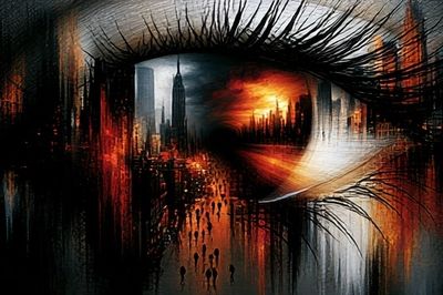 Surreal City Eye Illustration Poster.