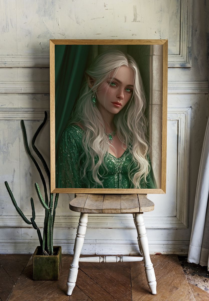Elven Portrait Illustration Poster. room preview