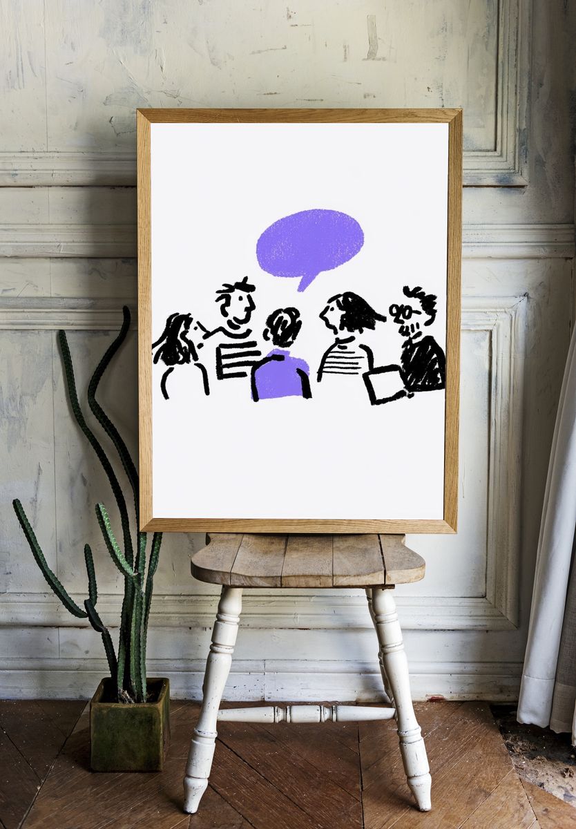 Conversation Sketch Illustration Poster. room preview