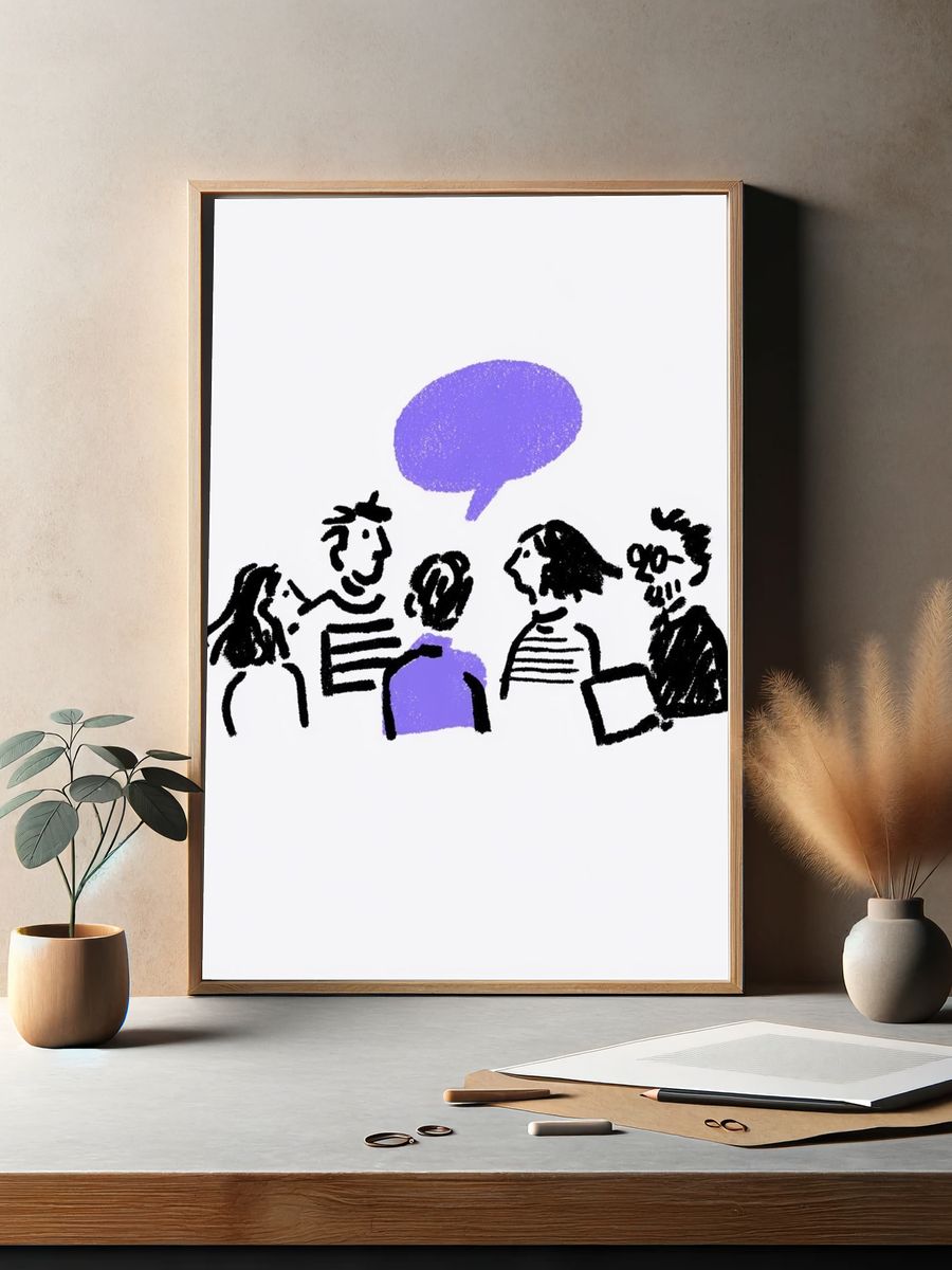 Conversation Sketch Illustration Poster. — room view 2